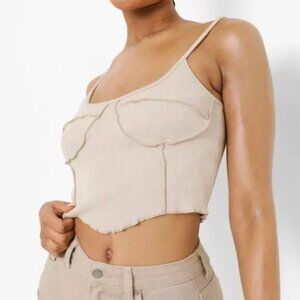 Boohoo Corset Detail Rib Crop Top
